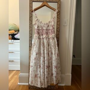 Christian Lacroix Floral White and Pink Maxi Dress
